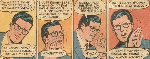Clark Kent tries to weasel out of giving blood