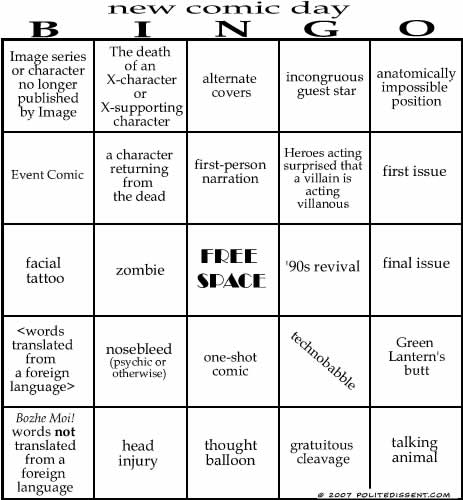 New Comic Day Bingo!