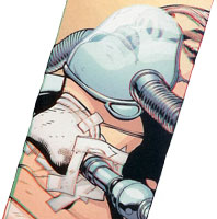 Sorry for the blurriness, this image is from when the 3-D printing starts. scene from Superman Beyond #1
