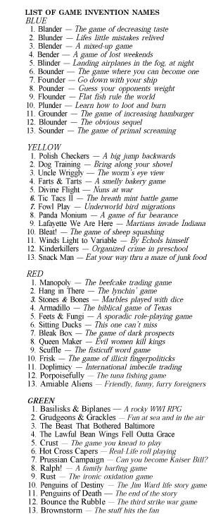 game piece names from File 13