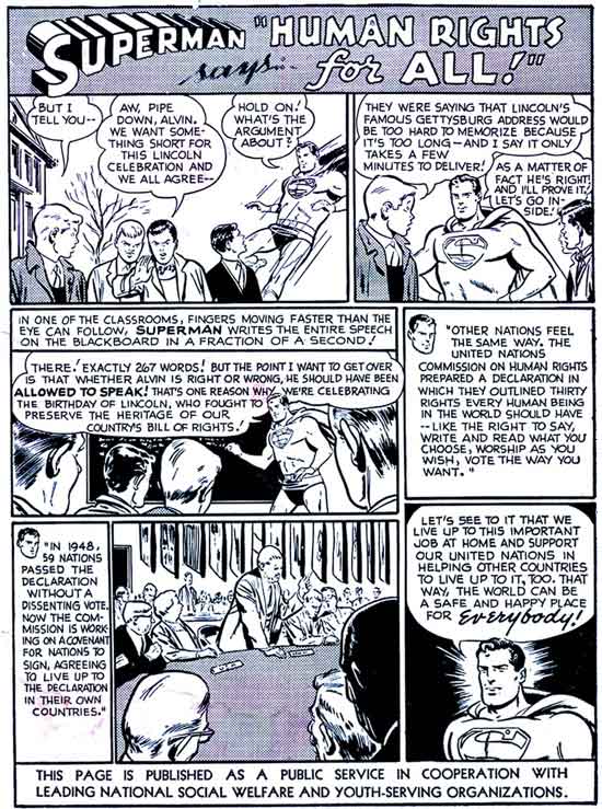 Superman says 'Human Rights for All!'