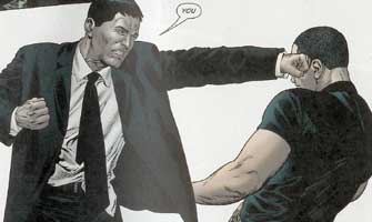 a head blow from Jack Cross #3 fight scene from Jack Cross #3