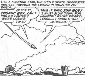 You're going to crash head first, just like that last spaceship you were driving! scene from Adventure Comics #318