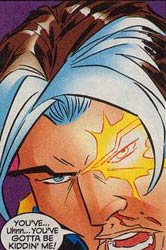 I may be suffering unbelievable pain, but it's not enough to keep me from making a quip to no one in particular Scene from X-Man Annual 97