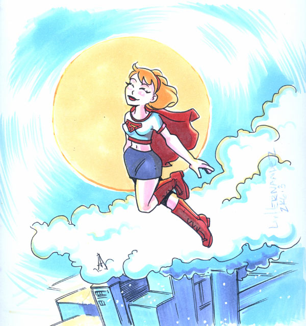 Lea Hernandez draws Supergirl