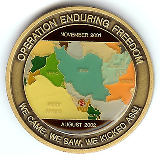 back of the 820th RED HORSE OEF coin