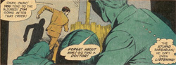 Hank chases the criminal while Don provides first aid
