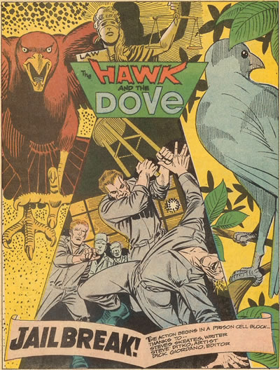 Splash page from The Hawk and the Dove #2
